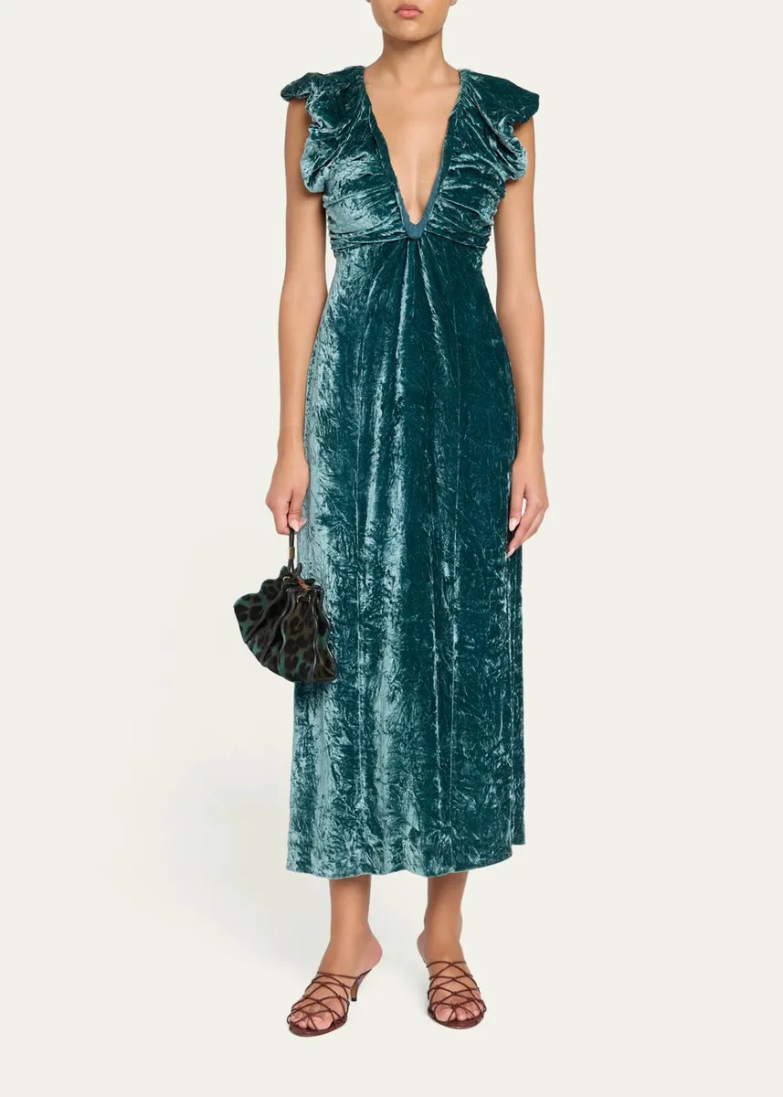 Ulla Johnson Astra Velvet V-Neck Dress | Thumbnail 2 Ulla Johnson Astra Velvet V-Neck Dress | Thumbnail 2