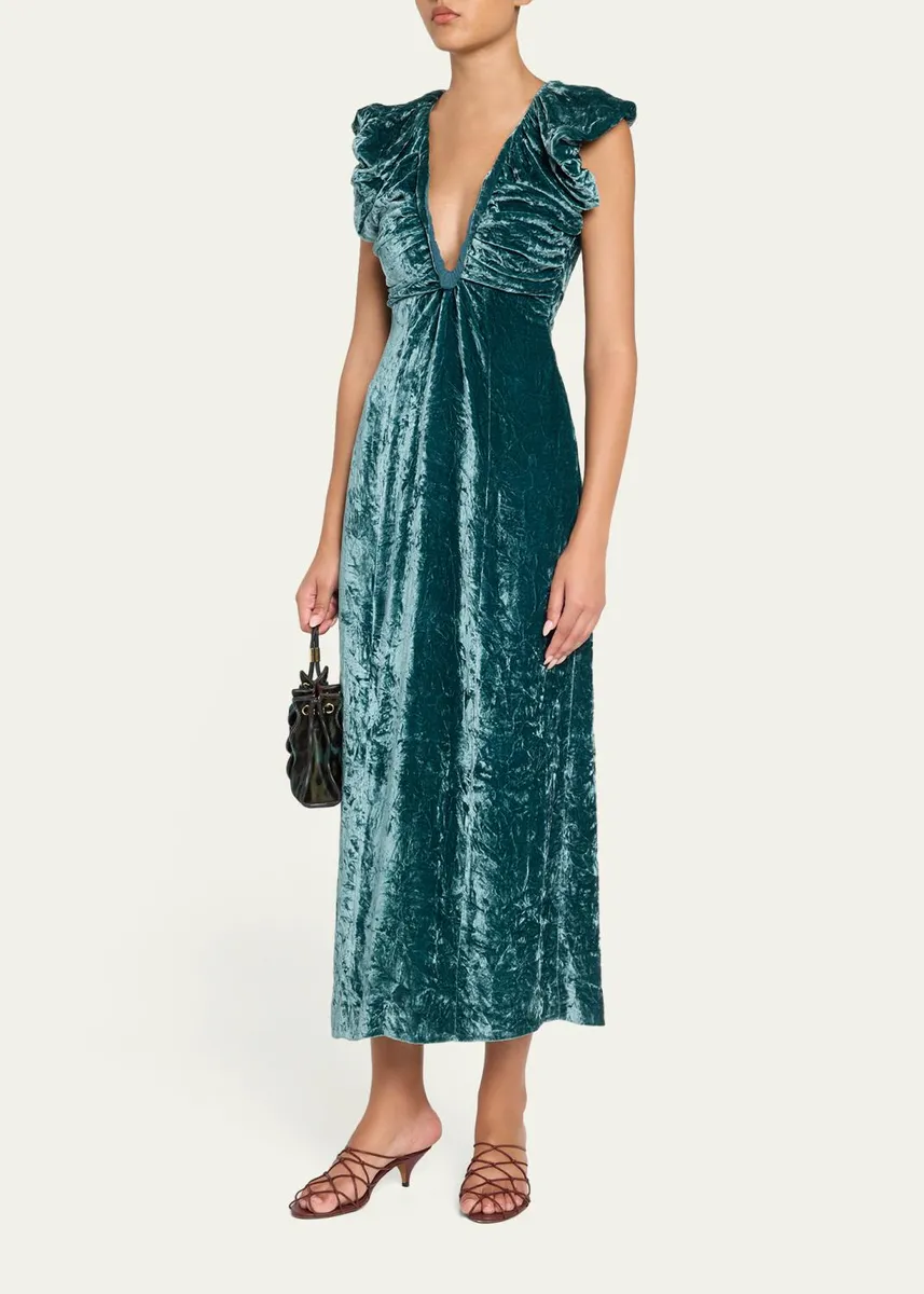 Ulla Johnson Astra Velvet V-Neck Dress | Thumbnail 4 Ulla Johnson Astra Velvet V-Neck Dress | Thumbnail 4