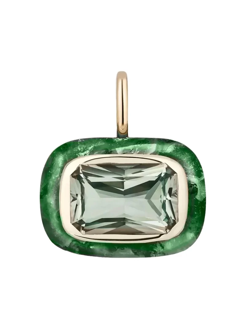 Mason and Books 14K Jumbo Floret Pendant with East-West Prasiolite and Jade