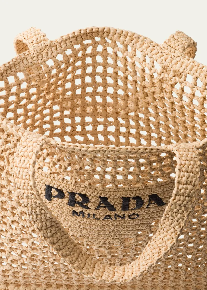 Prada Logo Crochet Tote Bag | Thumbnail 3