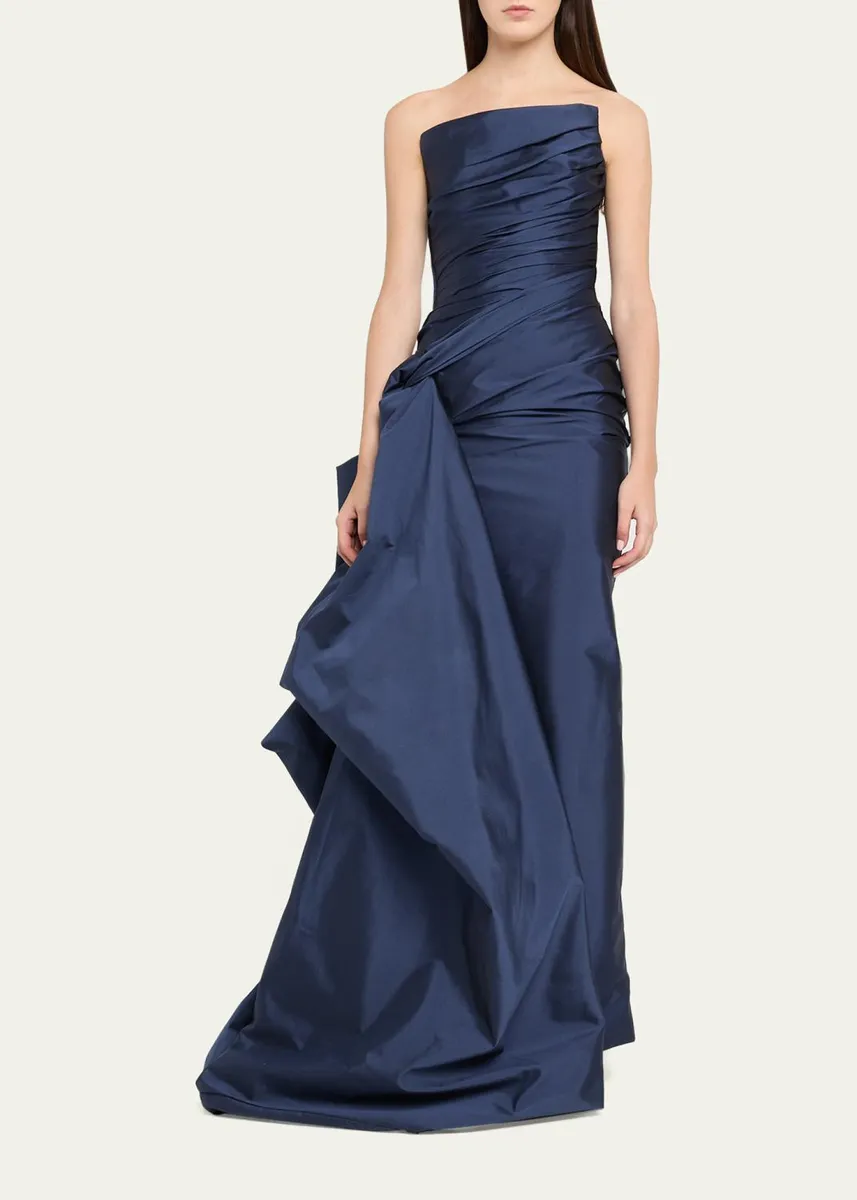 Marmar Halim Strapless Draped Taffeta Column Gown | Thumbnail 2 Marmar Halim Strapless Draped Taffeta Column Gown | Thumbnail 2