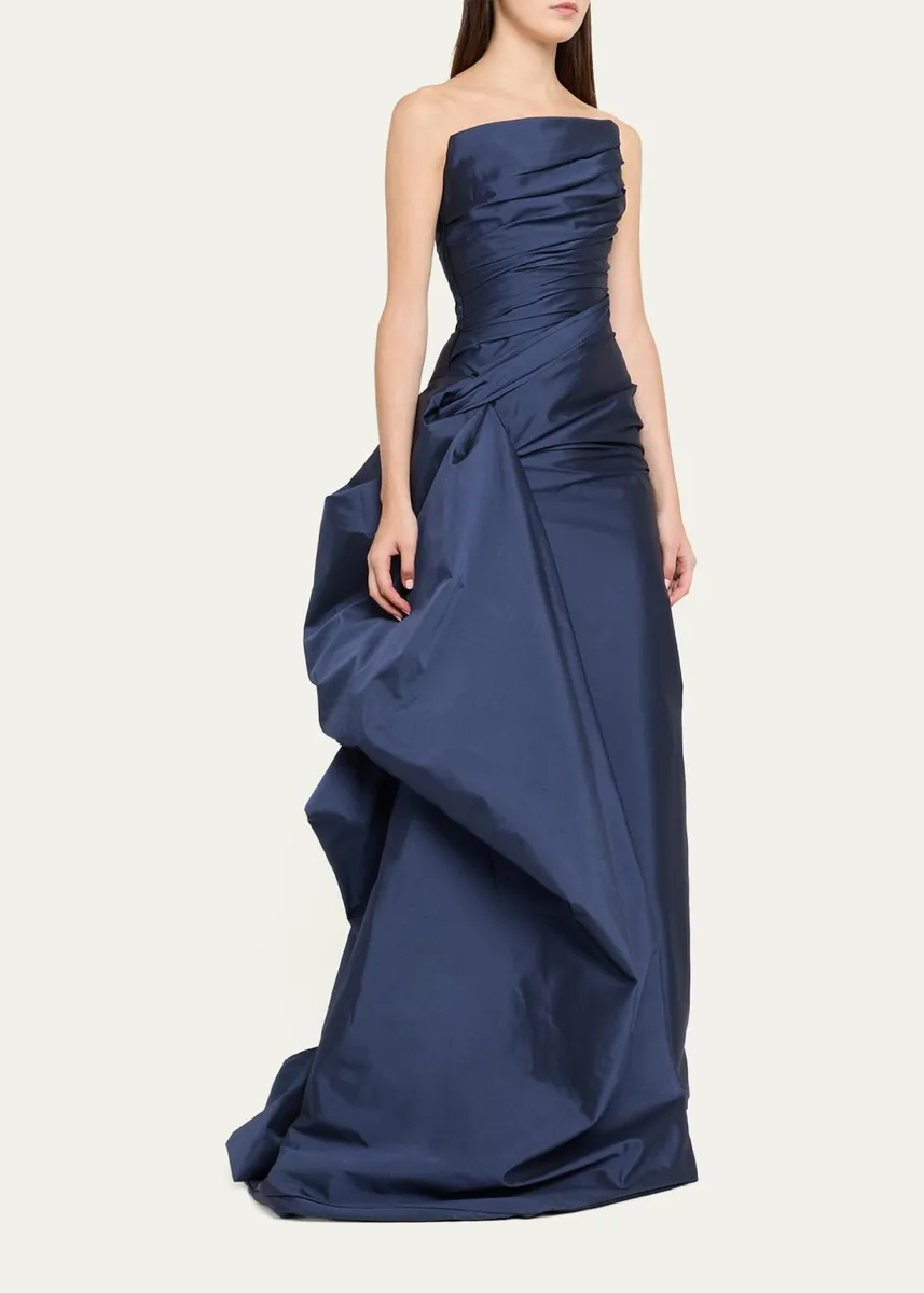 Marmar Halim Strapless Draped Taffeta Column Gown | Thumbnail 4 Marmar Halim Strapless Draped Taffeta Column Gown | Thumbnail 4