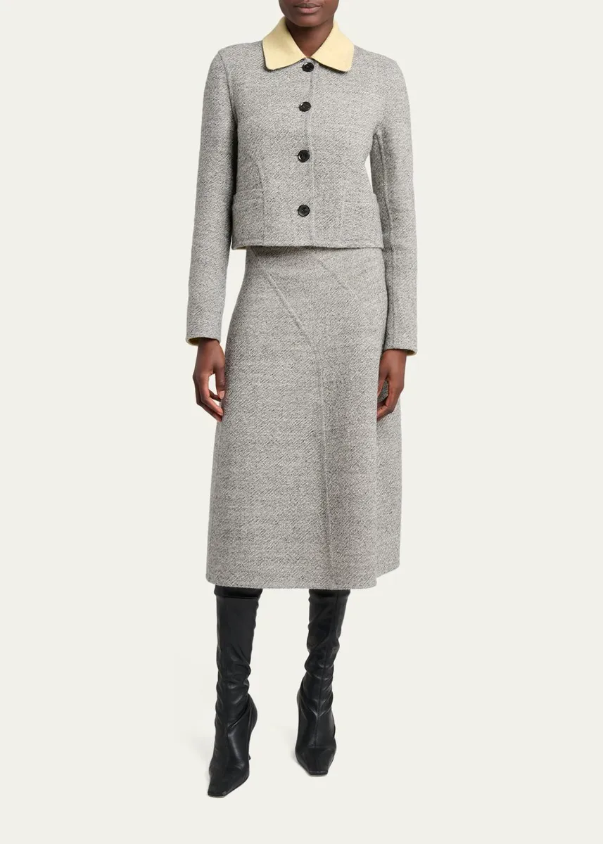 Proenza Schouler Gaelle Contrast-Collar Tweed Single-Breasted Jacket | Thumbnail 2 Proenza Schouler Gaelle Contrast-Collar Tweed Single-Breasted Jacket | Thumbnail 2