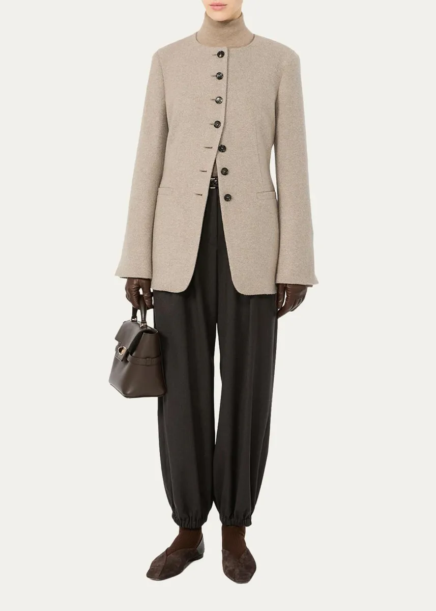 Max Mara Cashmere Single-Breasted Collarless Jacket | Thumbnail 2 Max Mara Cashmere Single-Breasted Collarless Jacket | Thumbnail 2
