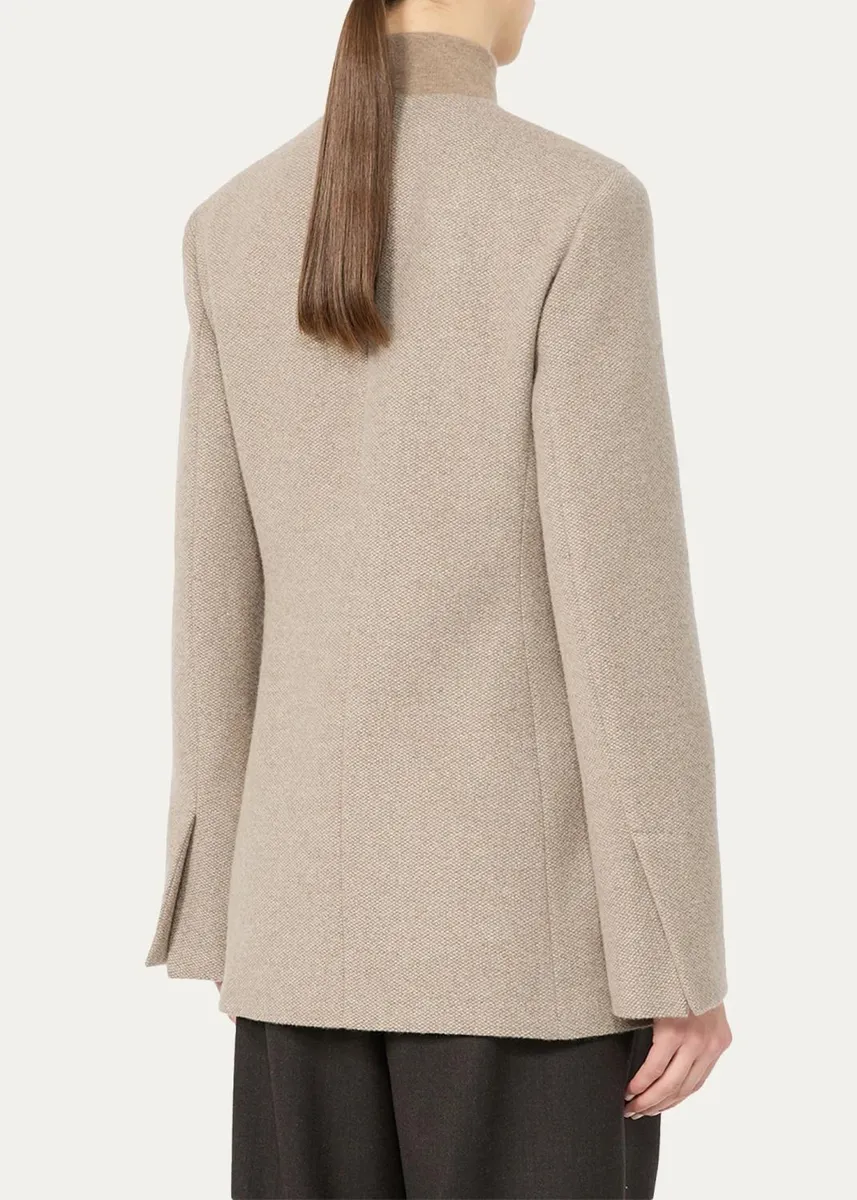 Max Mara Cashmere Single-Breasted Collarless Jacket | Thumbnail 3 Max Mara Cashmere Single-Breasted Collarless Jacket | Thumbnail 3