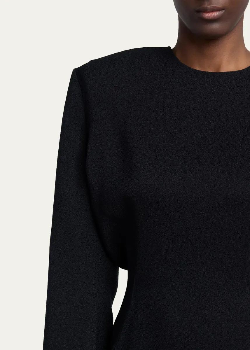 Stella McCartney Long-Sleeve Belted Faux-Fur Peplum Midi Dress | Thumbnail 5 Stella McCartney Long-Sleeve Belted Faux-Fur Peplum Midi Dress | Thumbnail 5