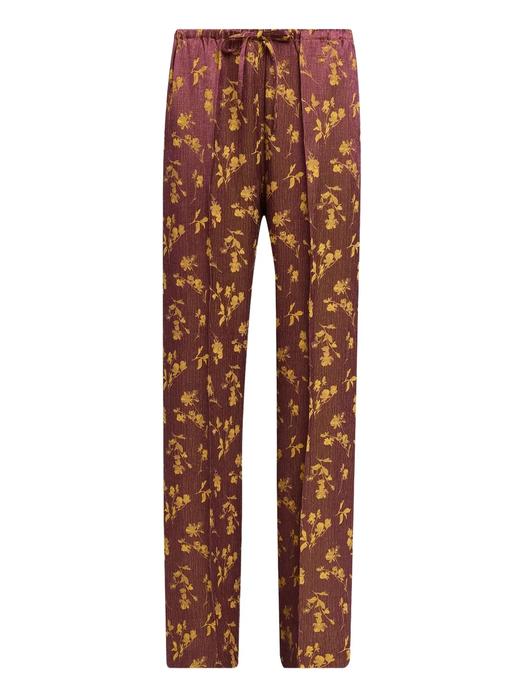 Floral Jacquard Straight-Leg Drawstring Pants