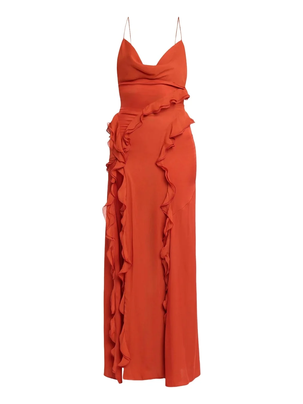 Ronny Kobo Milena Backless Ruffle Chiffon Maxi Dress
