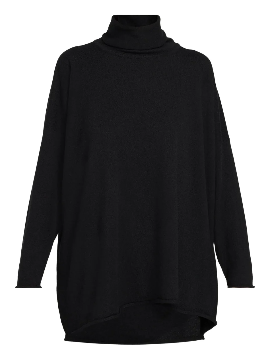 Cashmere A-Line Scrunch Neck Sweater - Long Length
