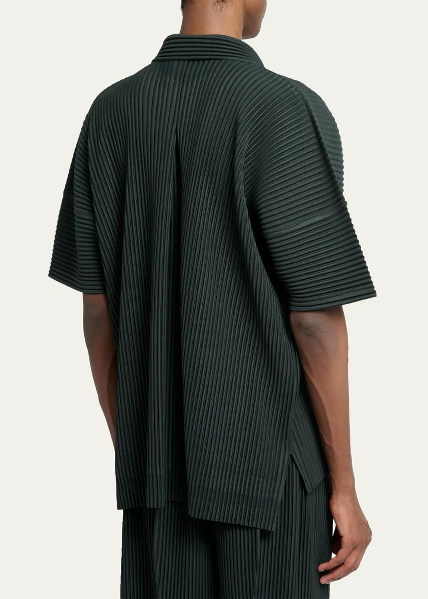 Homme Plissé Issey Miyake Men's Pleated Short-Sleeve Shirt | Thumbnail 3 Homme Plissé Issey Miyake Men's Pleated Short-Sleeve Shirt | Thumbnail 3
