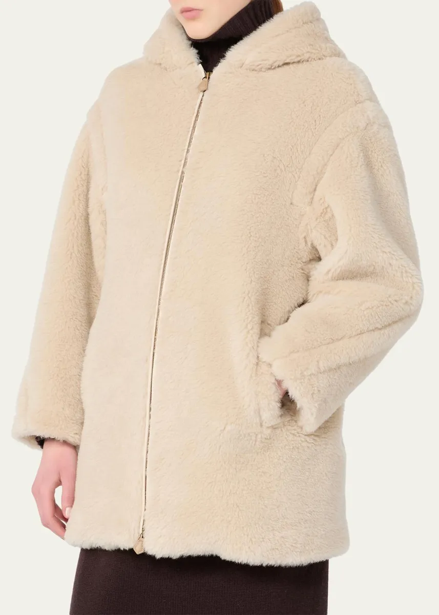 Max Mara Teddy Overszied Hooded Jacket | Thumbnail 4 Max Mara Teddy Overszied Hooded Jacket | Thumbnail 4