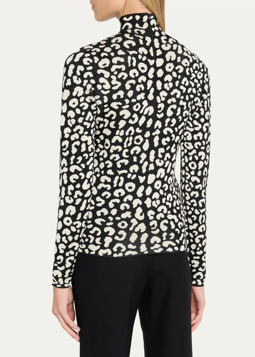 Carolina Herrera Leopard-Print Silke-Blend Turtleneck Sweater | Thumbnail 3
