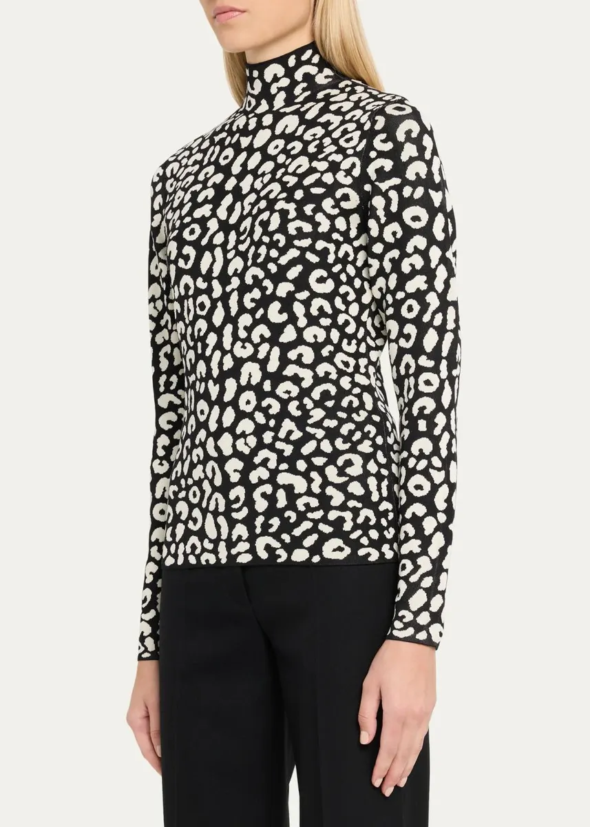 Carolina Herrera Leopard-Print Silke-Blend Turtleneck Sweater | Thumbnail 4