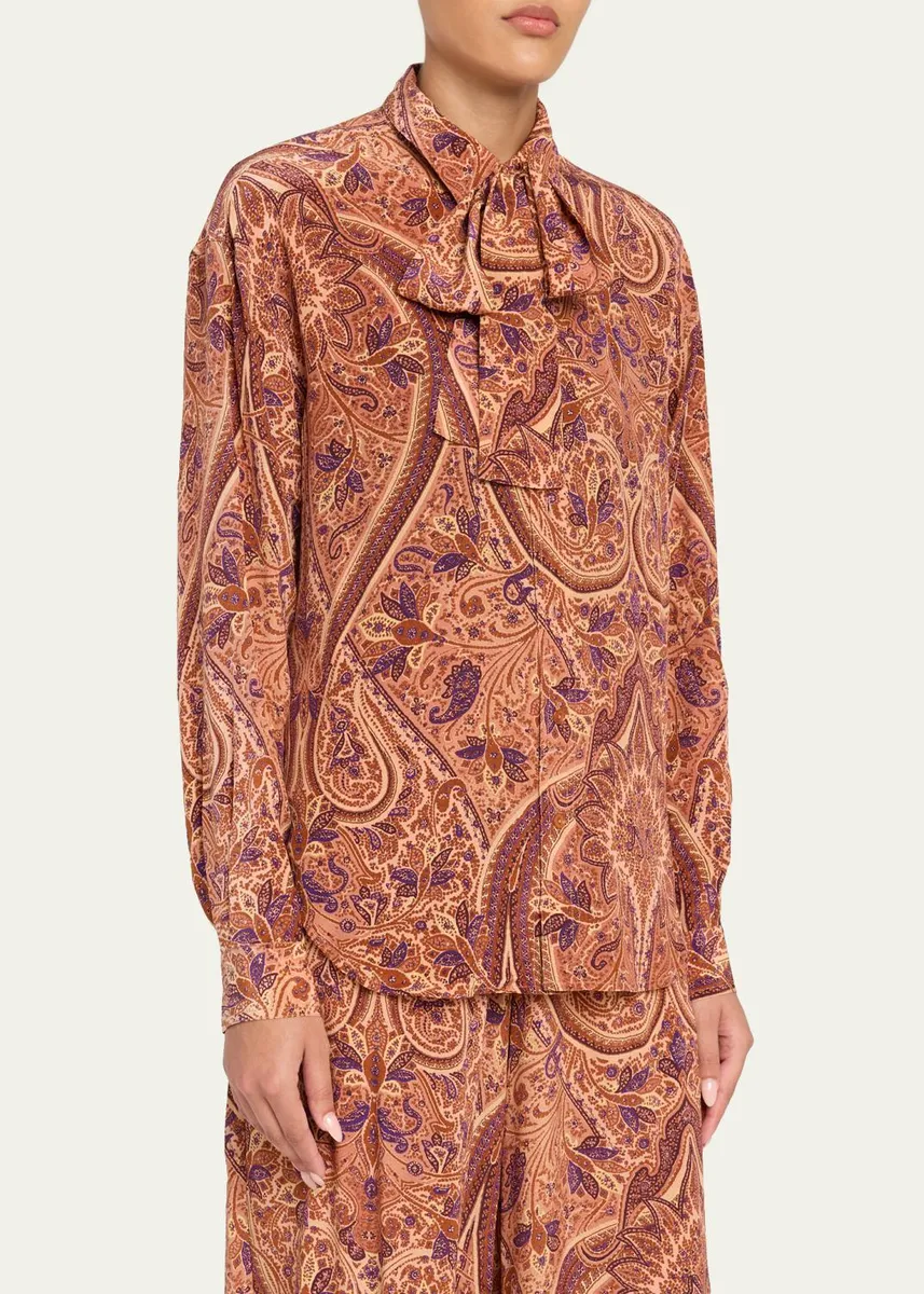 Ulla Johnson Lise Long-Sleeve Tie-Neck Silk Blouse | Thumbnail 4 Ulla Johnson Lise Long-Sleeve Tie-Neck Silk Blouse | Thumbnail 4