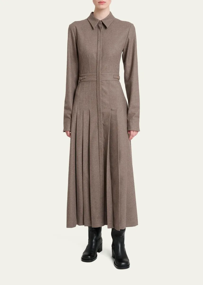Gabriela Hearst Ethel Cashmere Flannel Long-Sleeve Midi Shirtdress | Thumbnail 2 Gabriela Hearst Ethel Cashmere Flannel Long-Sleeve Midi Shirtdress | Thumbnail 2