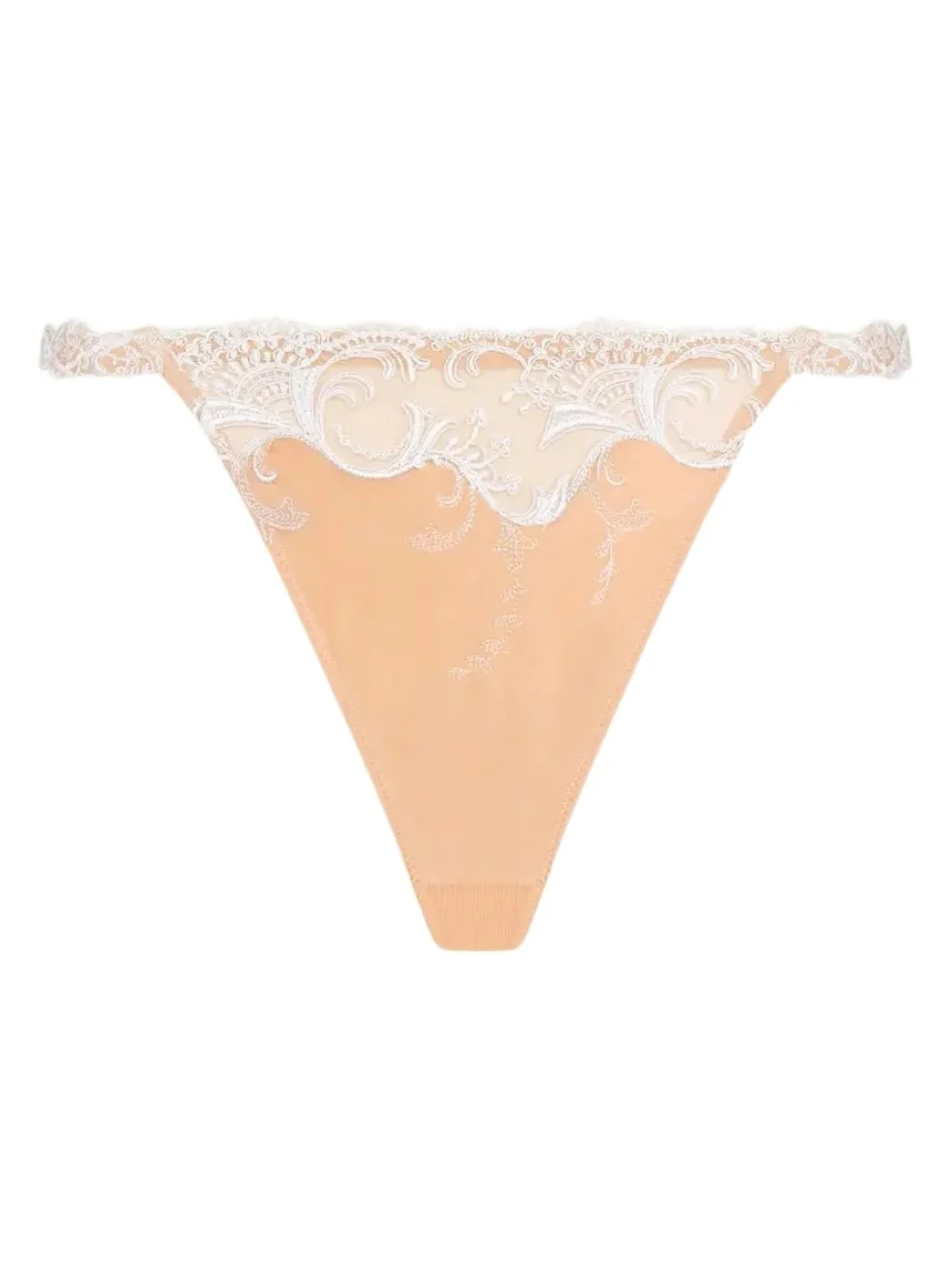 Embroidered Satin Thong Embroidered Satin Thong