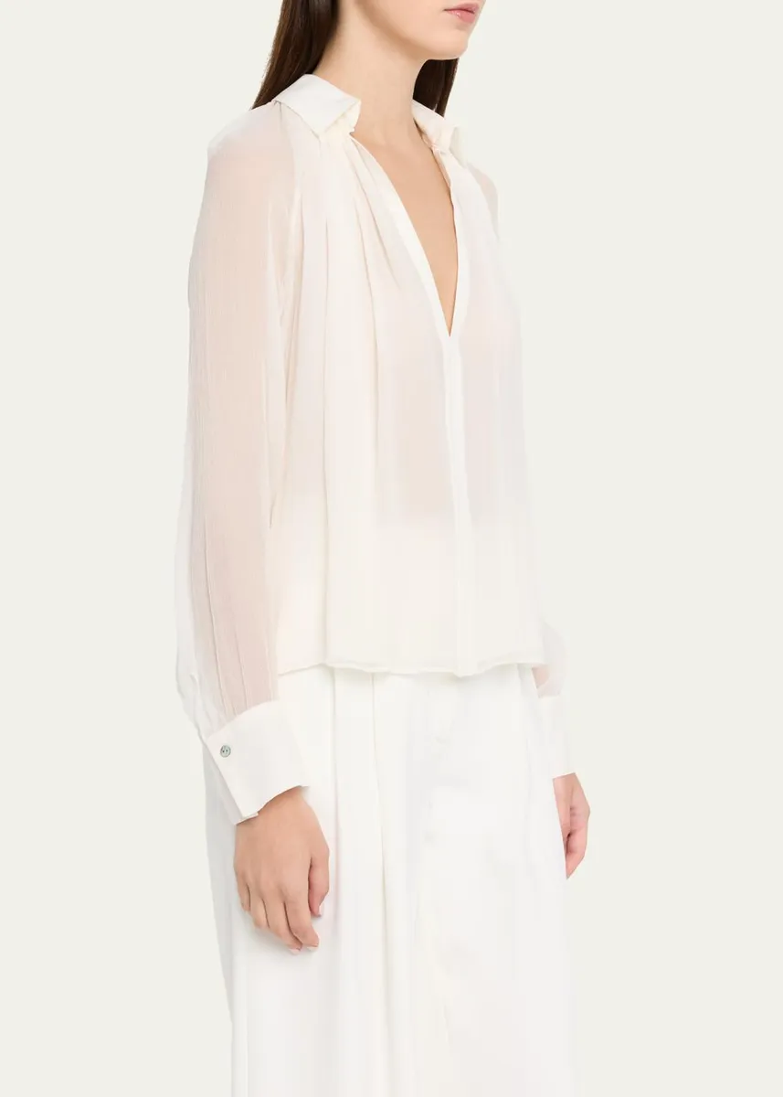Vince Sheer Gathered Blouse | Thumbnail 4