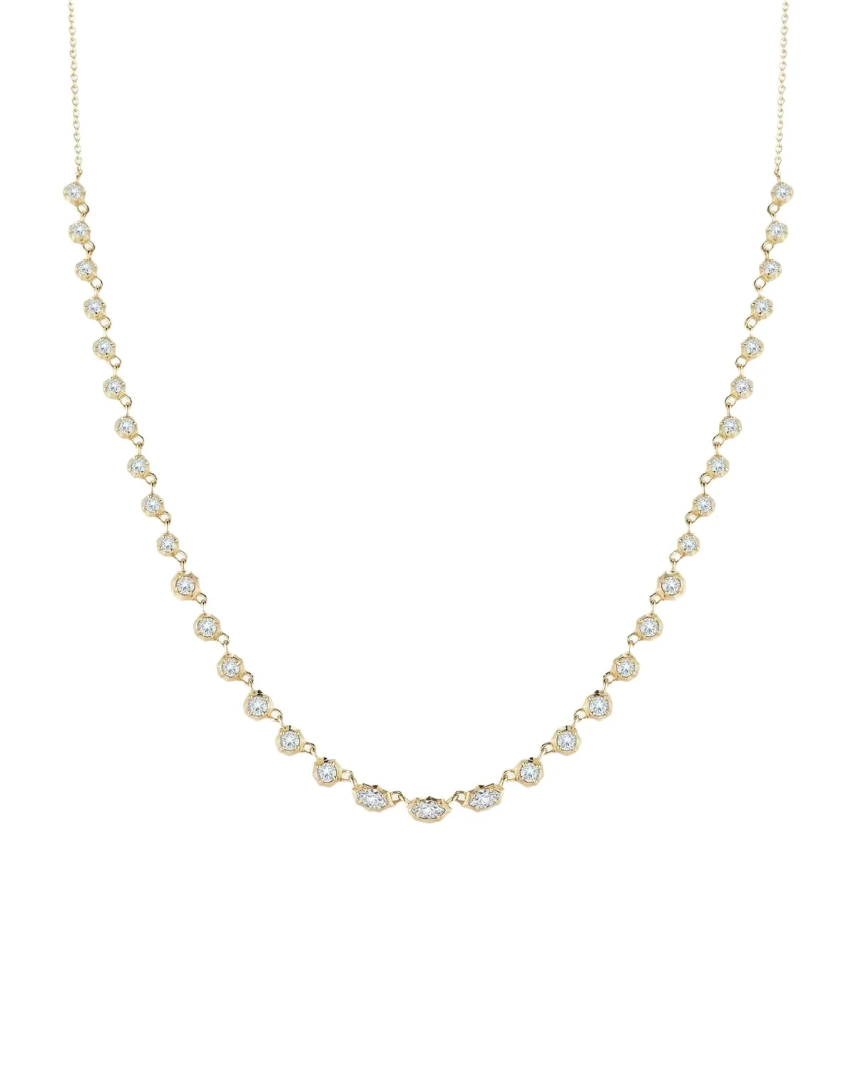 18K Yellow Gold Small Maverick Diamond Riviera Necklace 18K Yellow Gold Small Maverick Diamond Riviera Necklace
