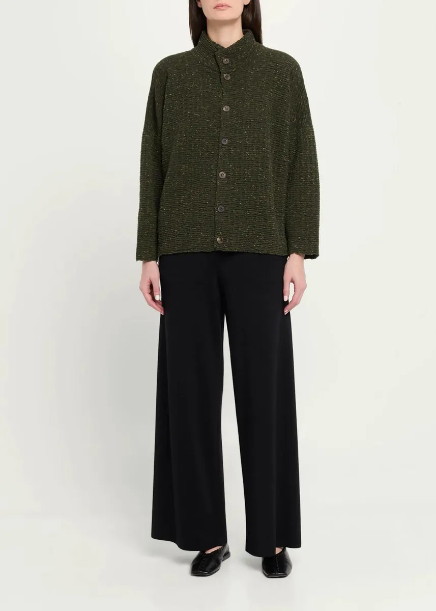 Eskandar 3/4 Width High Neck Cardigan - Mid Length | Thumbnail 2 Eskandar 3/4 Width High Neck Cardigan - Mid Length | Thumbnail 2