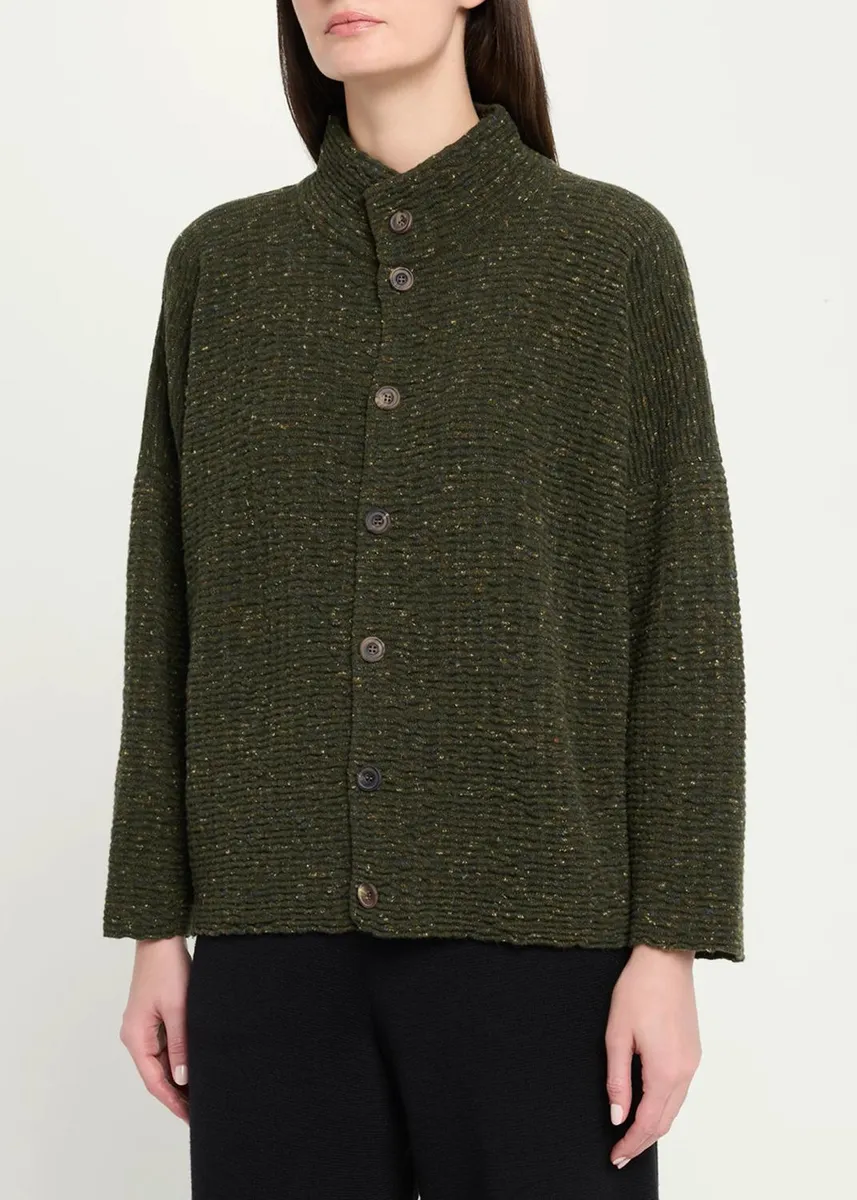 Eskandar 3/4 Width High Neck Cardigan - Mid Length | Thumbnail 4 Eskandar 3/4 Width High Neck Cardigan - Mid Length | Thumbnail 4