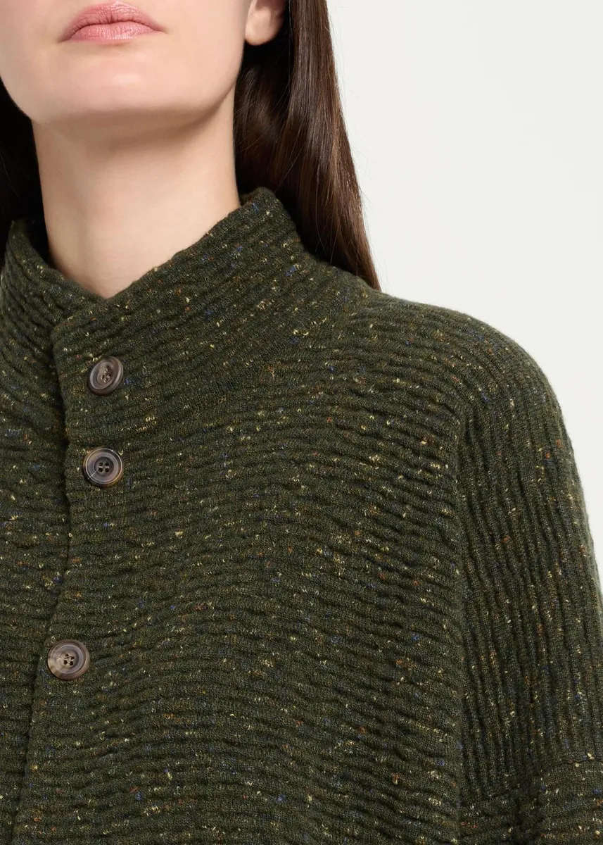 Eskandar 3/4 Width High Neck Cardigan - Mid Length | Thumbnail 5 Eskandar 3/4 Width High Neck Cardigan - Mid Length | Thumbnail 5