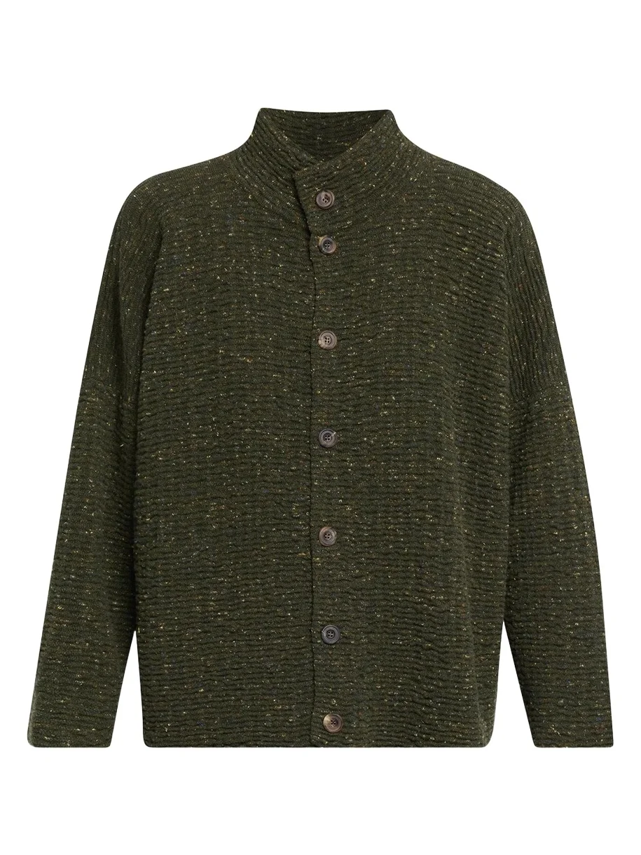 3/4 Width High Neck Cardigan - Mid Length