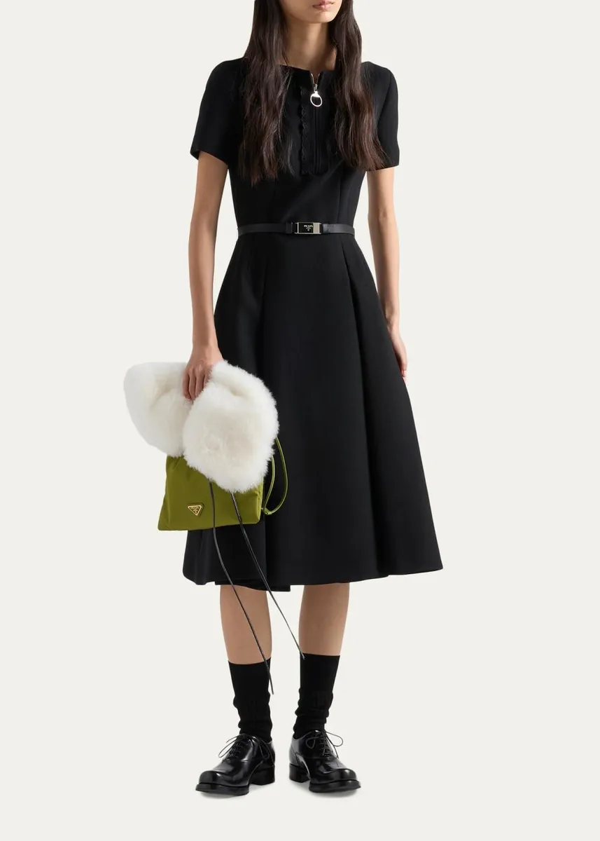 Prada Abiti Wool A-Line Midi Dress | Thumbnail 2 Prada Abiti Wool A-Line Midi Dress | Thumbnail 2