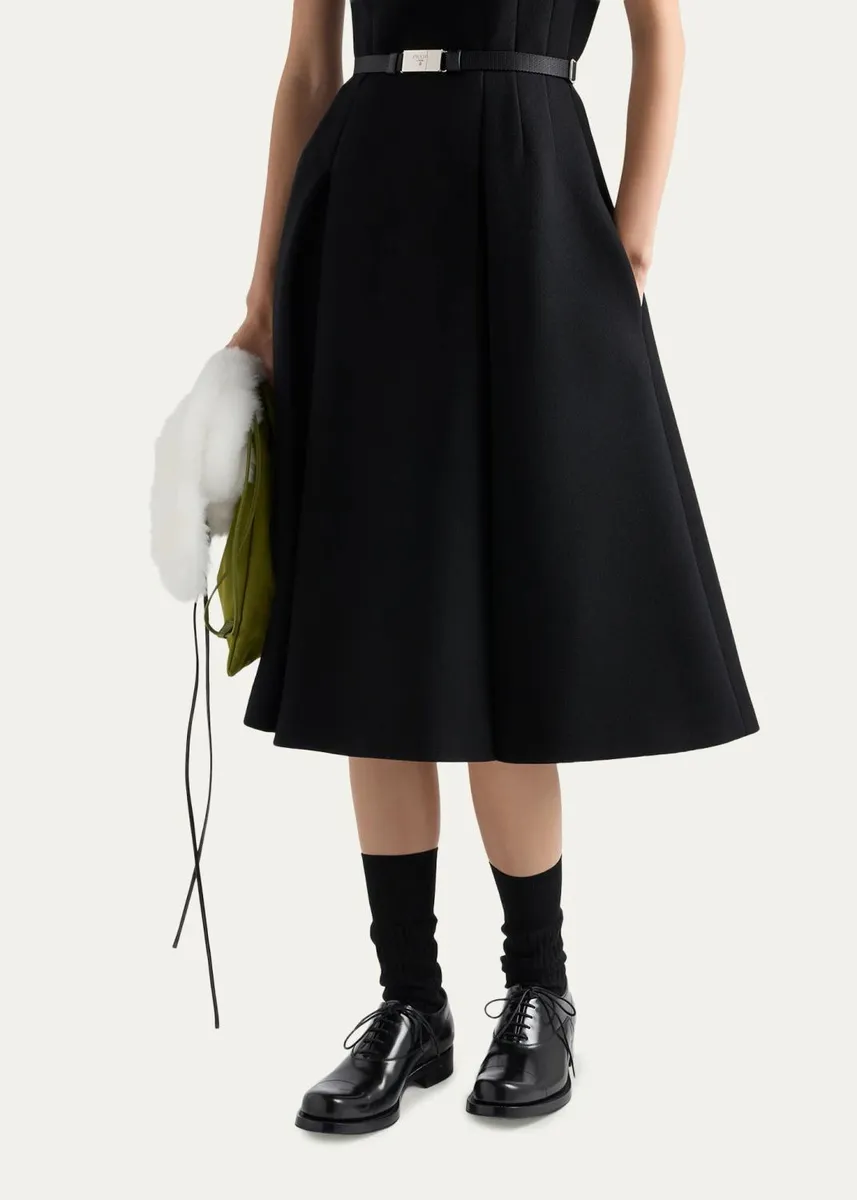 Prada Abiti Wool A-Line Midi Dress | Thumbnail 4 Prada Abiti Wool A-Line Midi Dress | Thumbnail 4