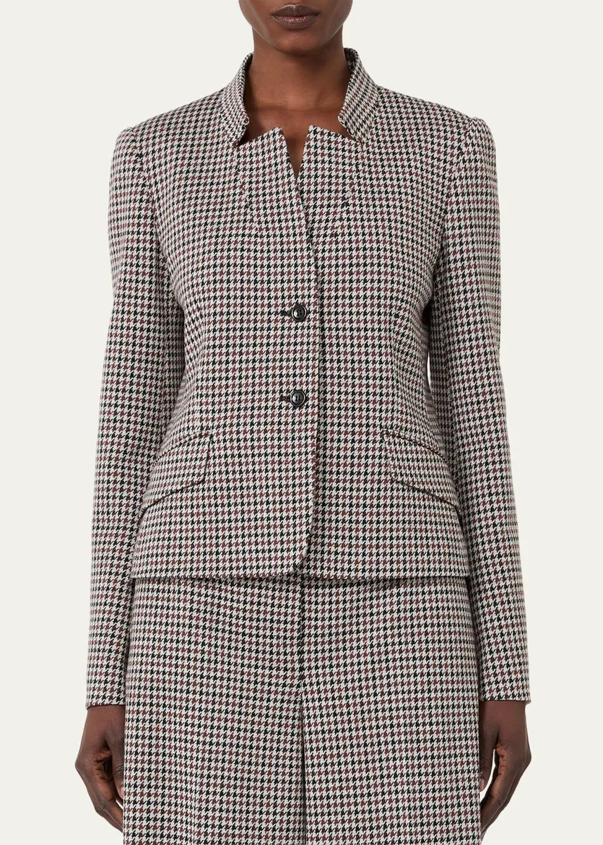 Max Mara Houndstooth Wool Single-Breasted Jacket | Thumbnail 4 Max Mara Houndstooth Wool Single-Breasted Jacket | Thumbnail 4