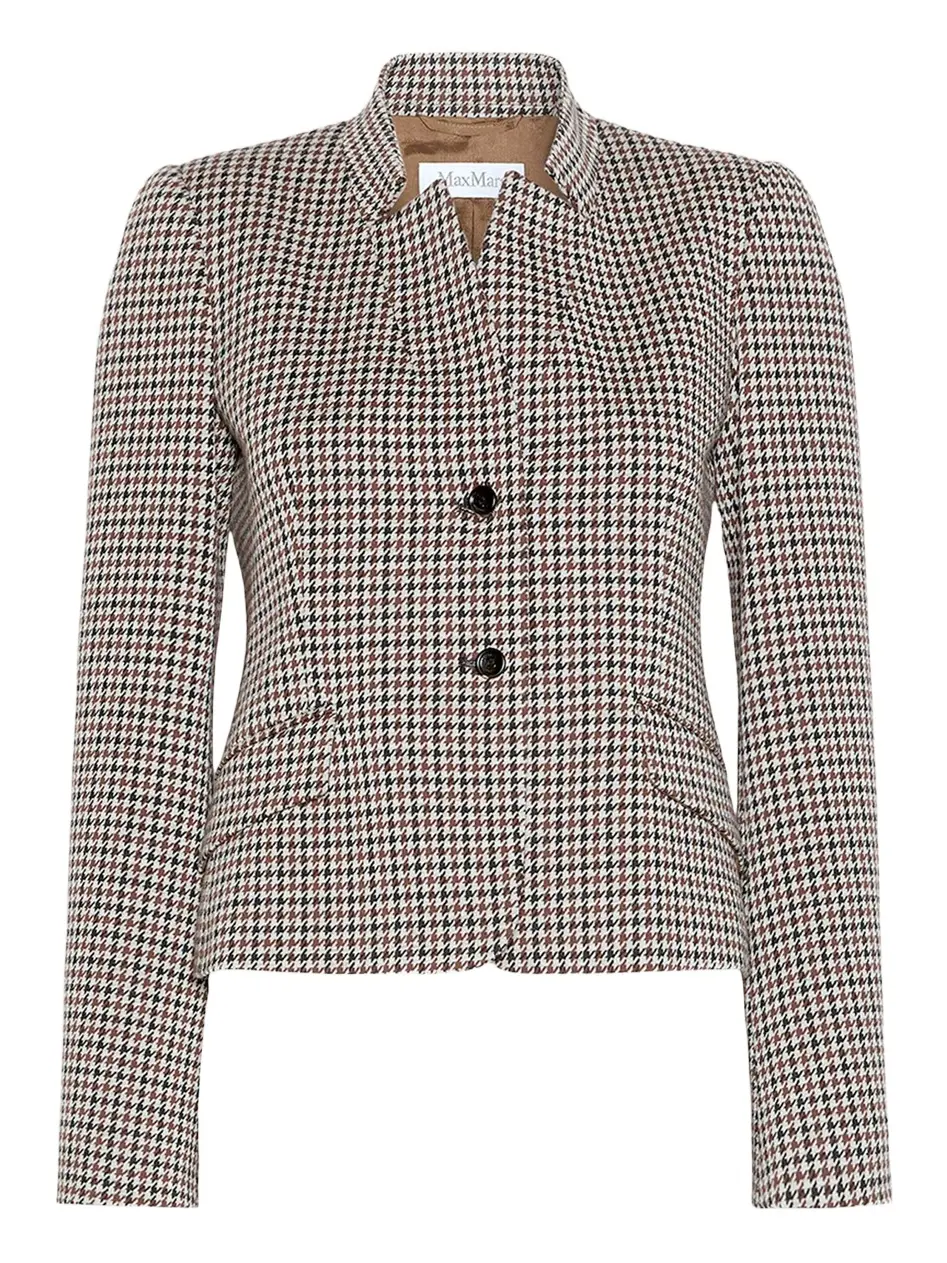 Houndstooth Wool Single-Breasted Jacket Houndstooth Wool Single-Breasted Jacket