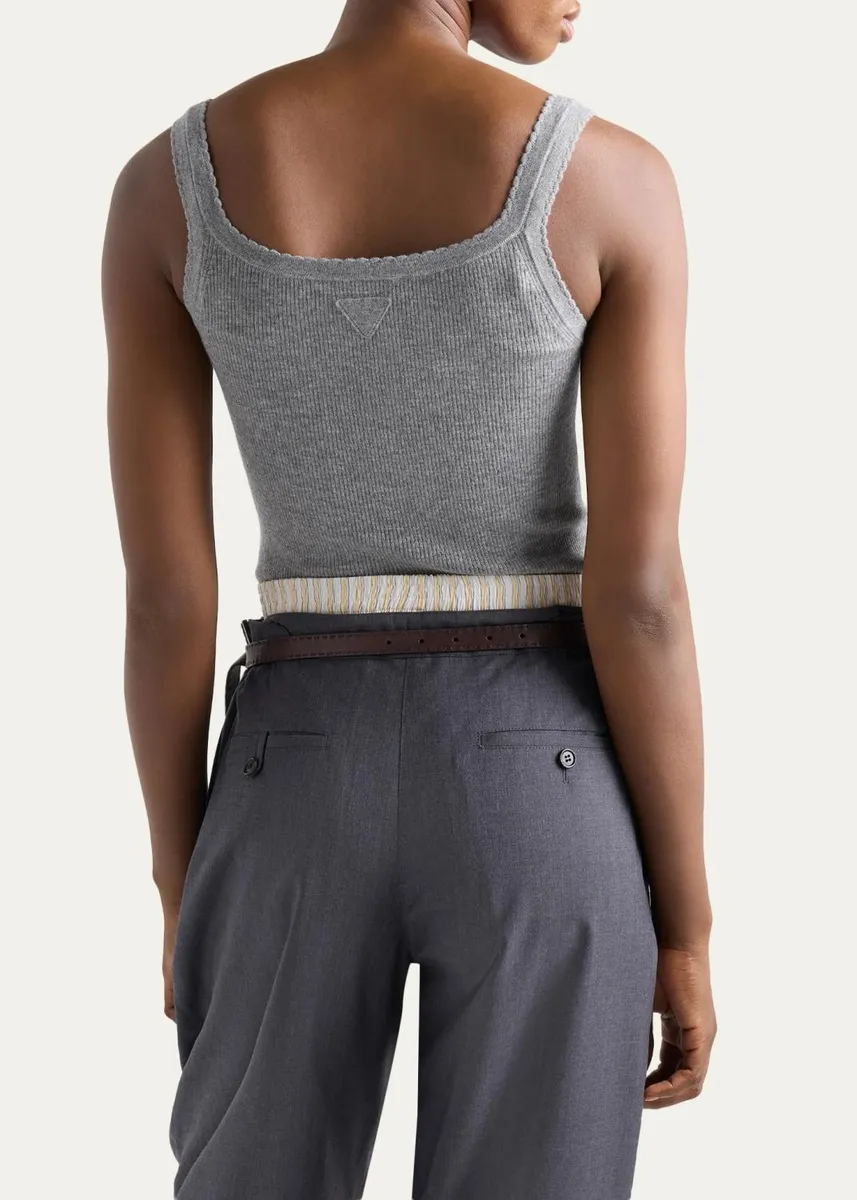 Prada Ribbed Cashmere Tank | Thumbnail 3 Prada Ribbed Cashmere Tank | Thumbnail 3