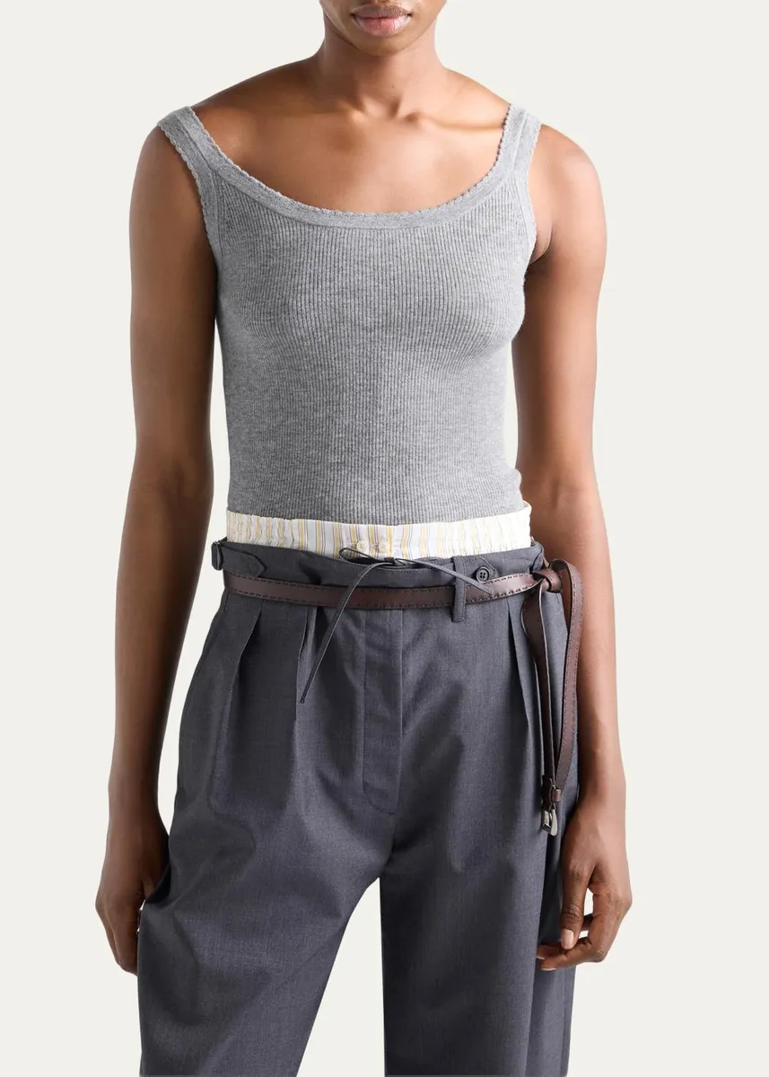 Prada Ribbed Cashmere Tank | Thumbnail 4 Prada Ribbed Cashmere Tank | Thumbnail 4