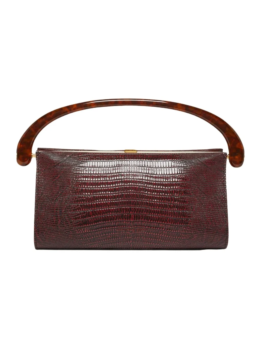 Dries Van Noten Lizard-Embossed Leather Top-Handle Bag