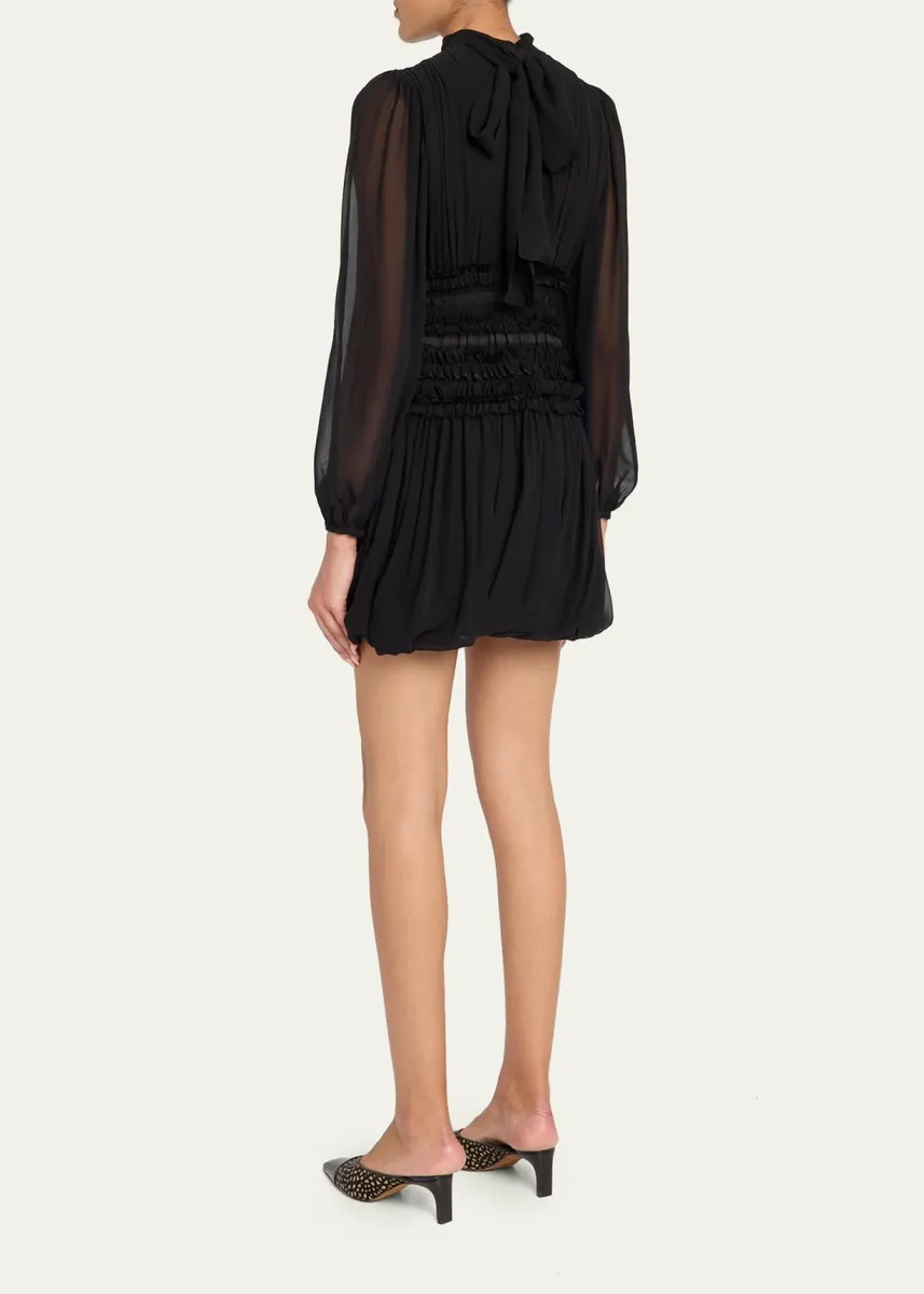Ulla Johnson Celestine Long-Sleeve Mini Silk Dress | Thumbnail 3
