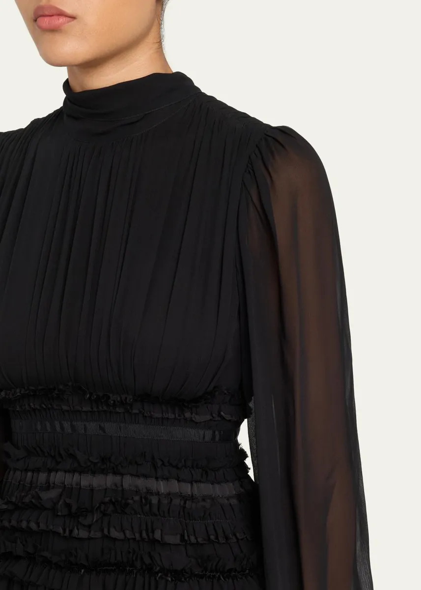 Ulla Johnson Celestine Long-Sleeve Mini Silk Dress | Thumbnail 5