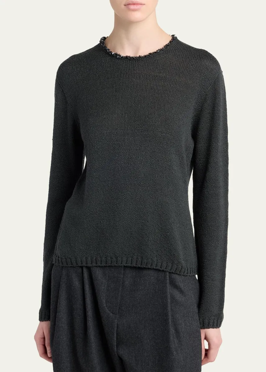 Giorgio Armani Sequin-Trim Silk Knit Sweater | Thumbnail 4 Giorgio Armani Sequin-Trim Silk Knit Sweater | Thumbnail 4