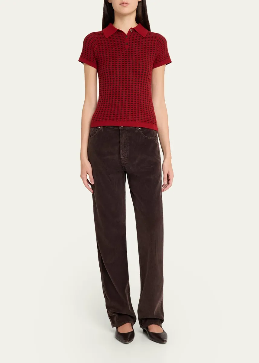 Guest In Residence Cashmere Waffle-Stitched Shrunken Polo Sweater | Thumbnail 2 Guest In Residence Cashmere Waffle-Stitched Shrunken Polo Sweater | Thumbnail 2