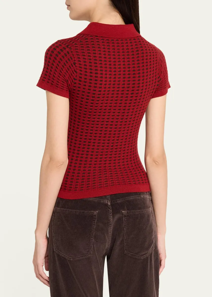 Guest In Residence Cashmere Waffle-Stitched Shrunken Polo Sweater | Thumbnail 3 Guest In Residence Cashmere Waffle-Stitched Shrunken Polo Sweater | Thumbnail 3