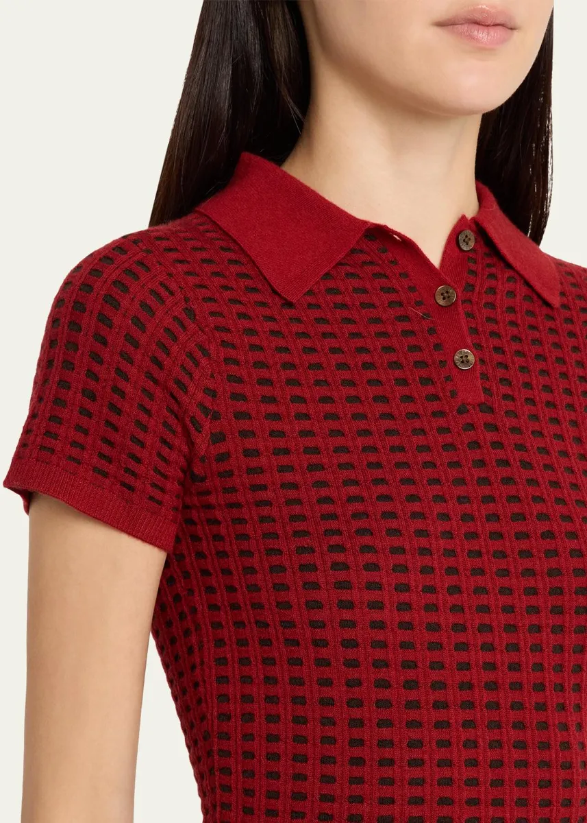 Guest In Residence Cashmere Waffle-Stitched Shrunken Polo Sweater | Thumbnail 5 Guest In Residence Cashmere Waffle-Stitched Shrunken Polo Sweater | Thumbnail 5