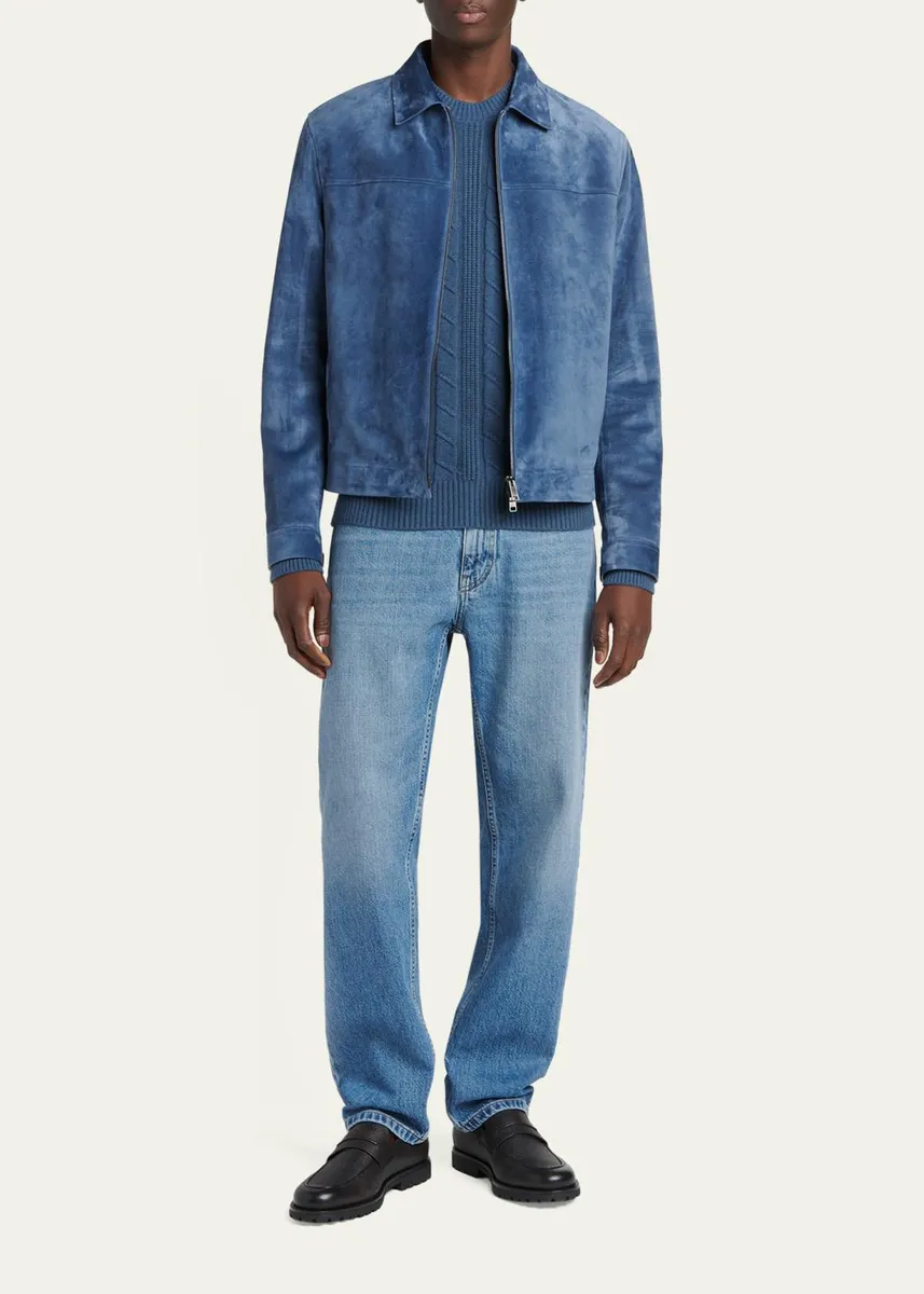 Zegna Men's Suede Full-Zip Blouson | Thumbnail 2 Zegna Men's Suede Full-Zip Blouson | Thumbnail 2