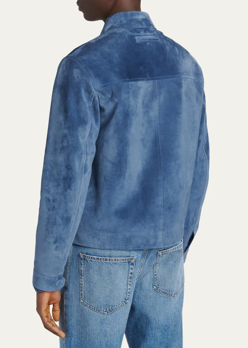 Zegna Men's Suede Full-Zip Blouson | Thumbnail 3 Zegna Men's Suede Full-Zip Blouson | Thumbnail 3