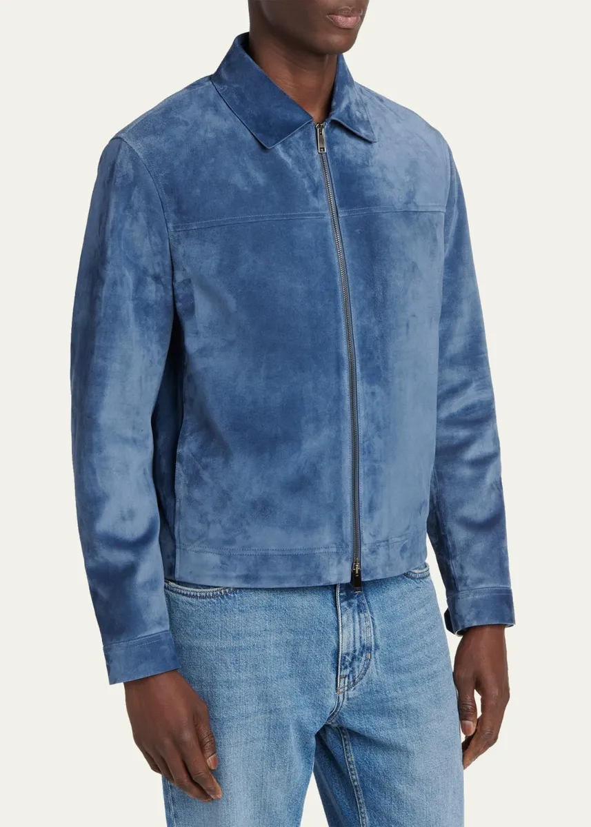 Zegna Men's Suede Full-Zip Blouson | Thumbnail 4 Zegna Men's Suede Full-Zip Blouson | Thumbnail 4