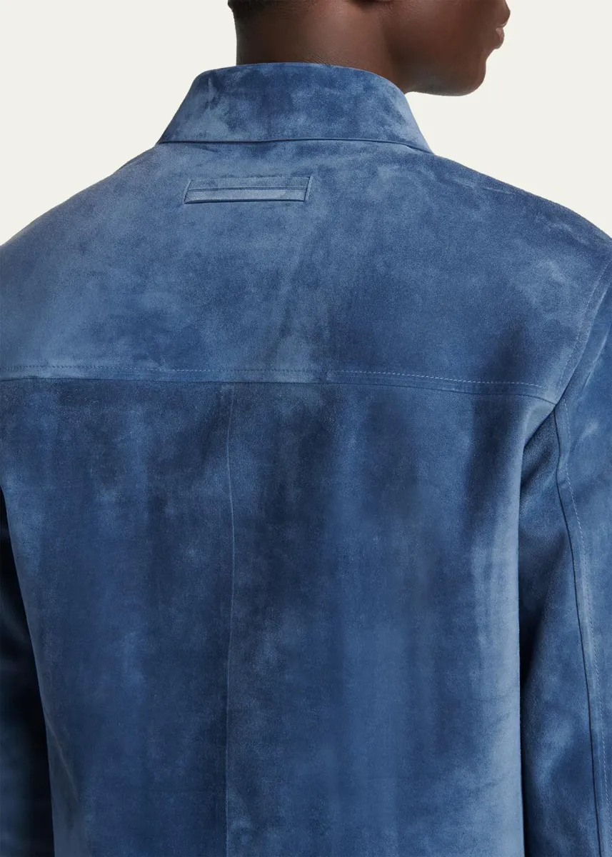 Zegna Men's Suede Full-Zip Blouson | Thumbnail 5 Zegna Men's Suede Full-Zip Blouson | Thumbnail 5