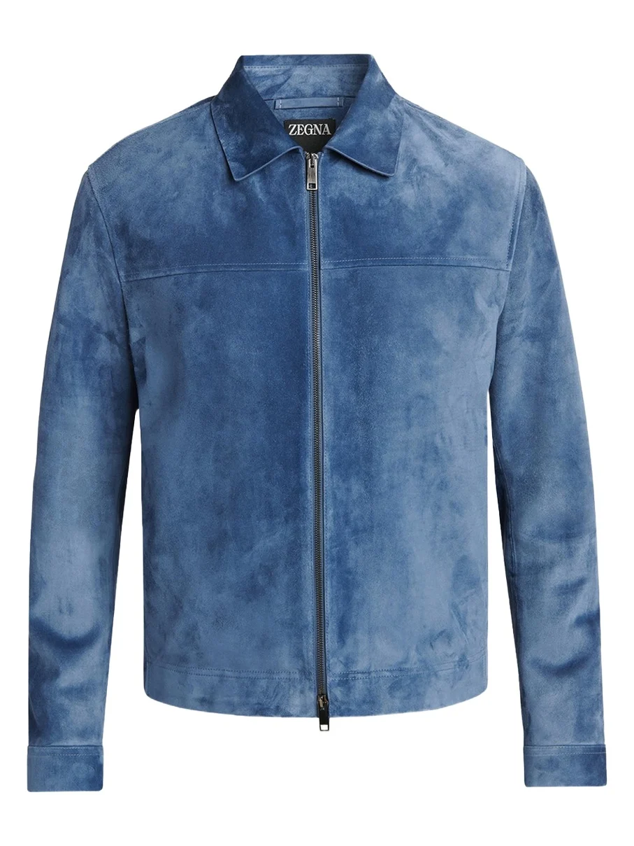 Zegna Men's Suede Full-Zip Blouson