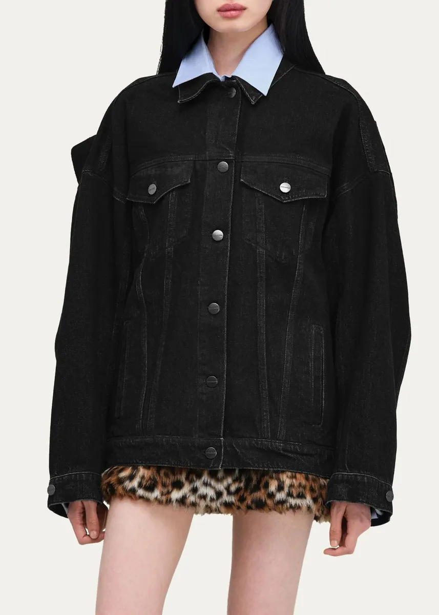 Marc Jacobs Bow Oversized Denim Trucker Jacket | Thumbnail 4