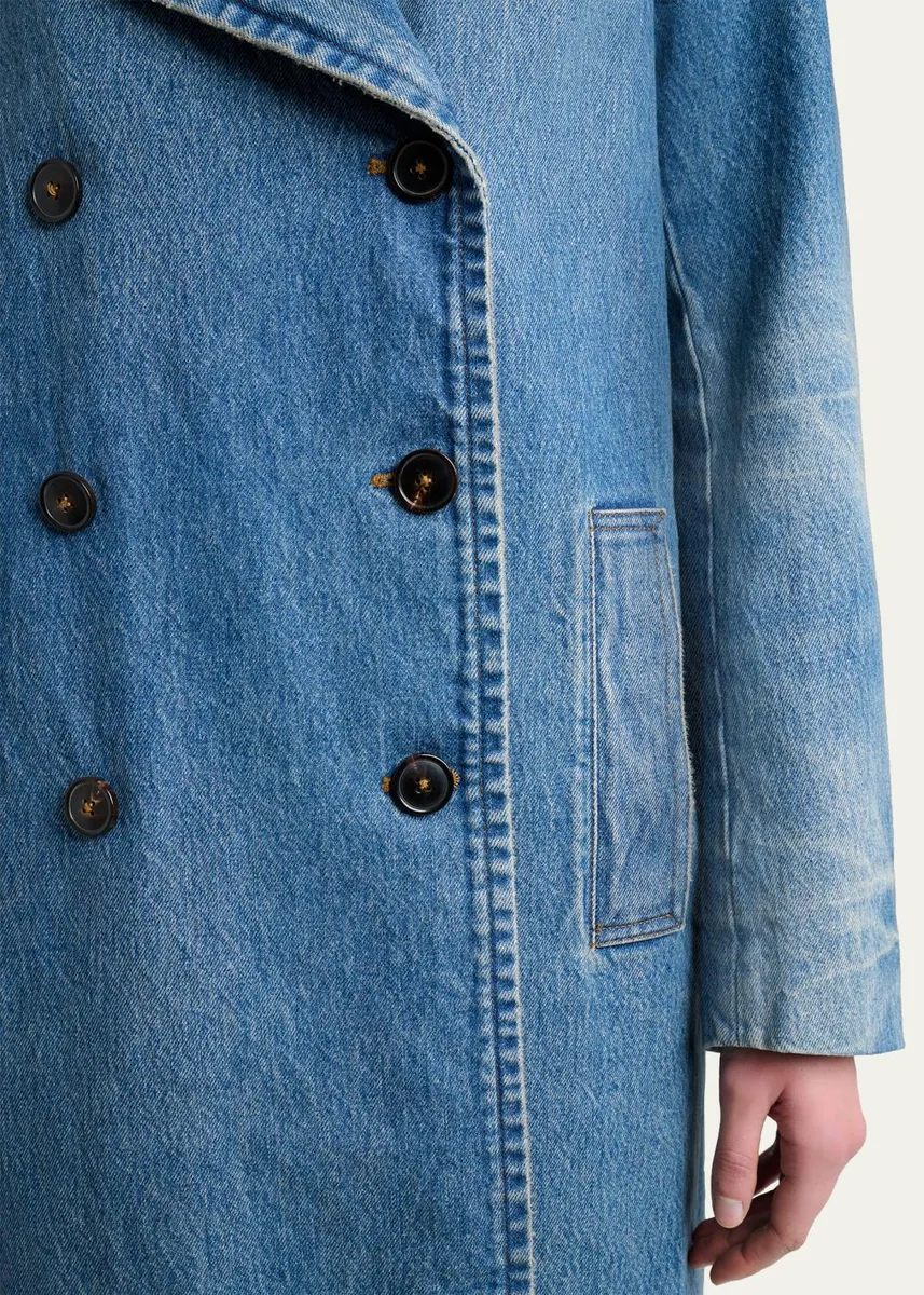 Dries Van Noten Riani Denim Double-Breasted Long Coat | Thumbnail 5