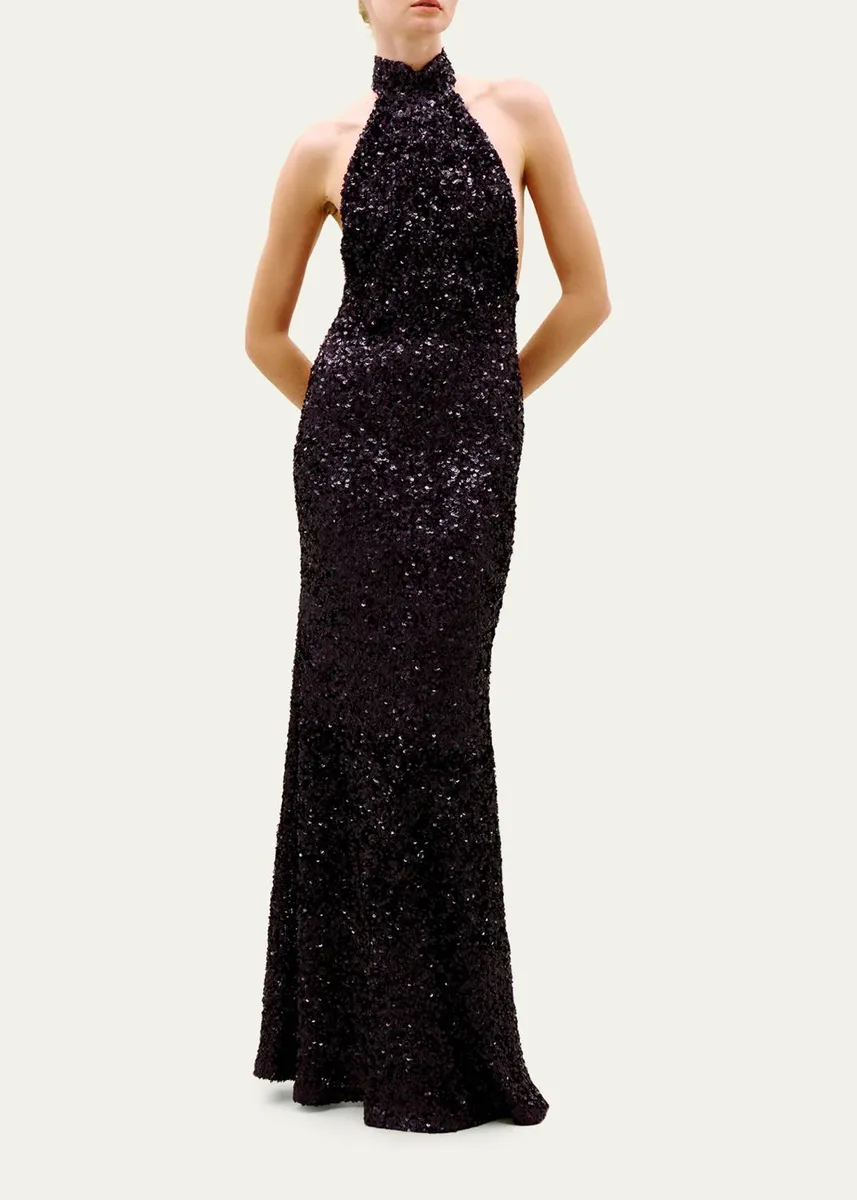Silvia Tcherassi Dido Sequined Halter Trumpet Gown | Thumbnail 2 Silvia Tcherassi Dido Sequined Halter Trumpet Gown | Thumbnail 2