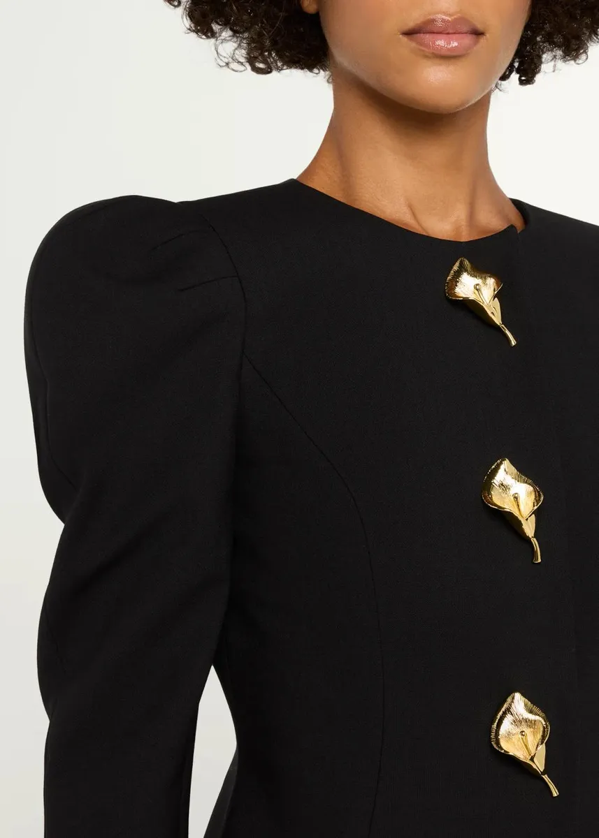 Carolina Herrera Puff-Sleeve Calla Lily Single-Breasted Fitted Jacket | Thumbnail 5 Carolina Herrera Puff-Sleeve Calla Lily Single-Breasted Fitted Jacket | Thumbnail 5