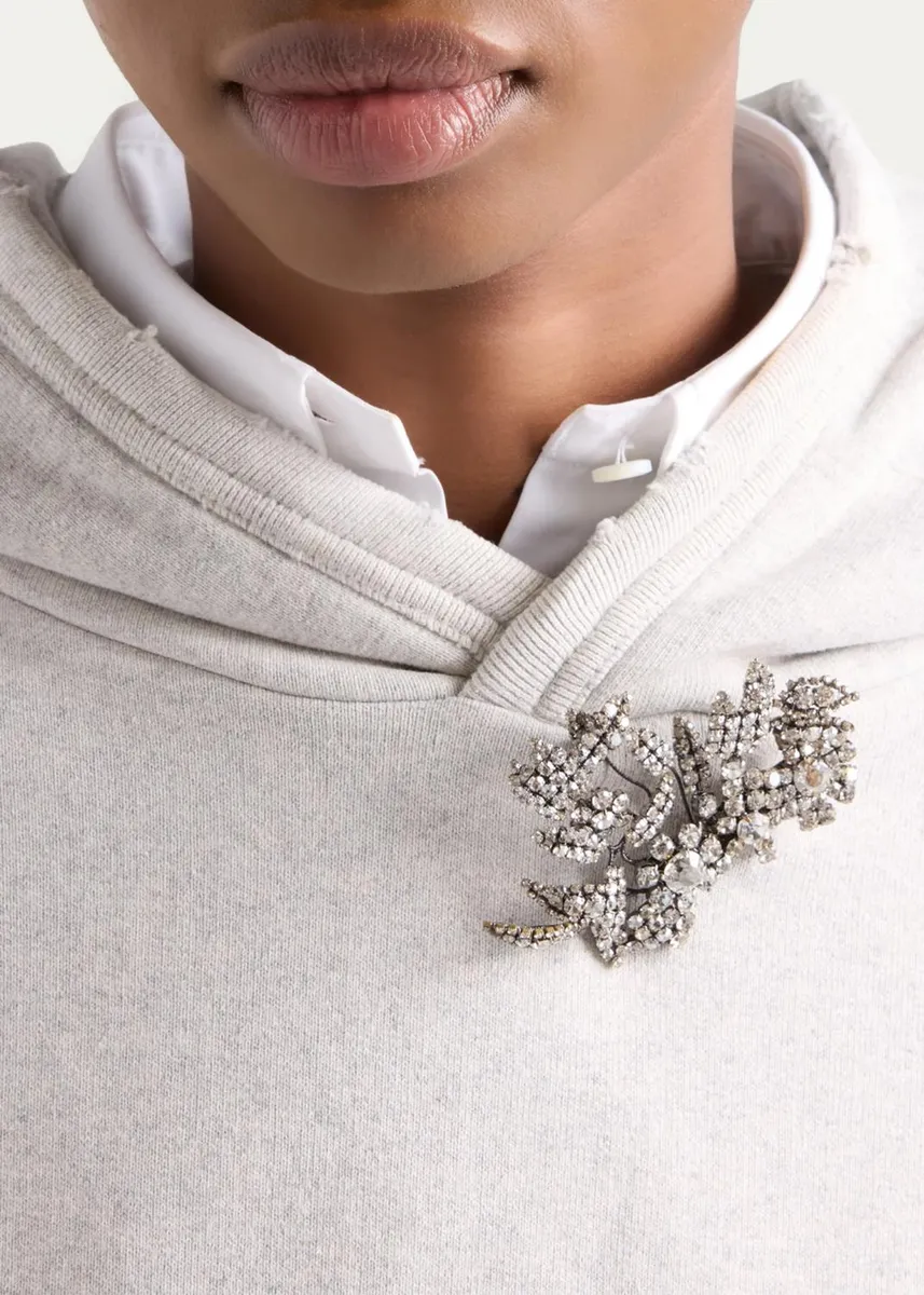 Prada Jewel Brooch Cotton Hoodie | Thumbnail 5 Prada Jewel Brooch Cotton Hoodie | Thumbnail 5
