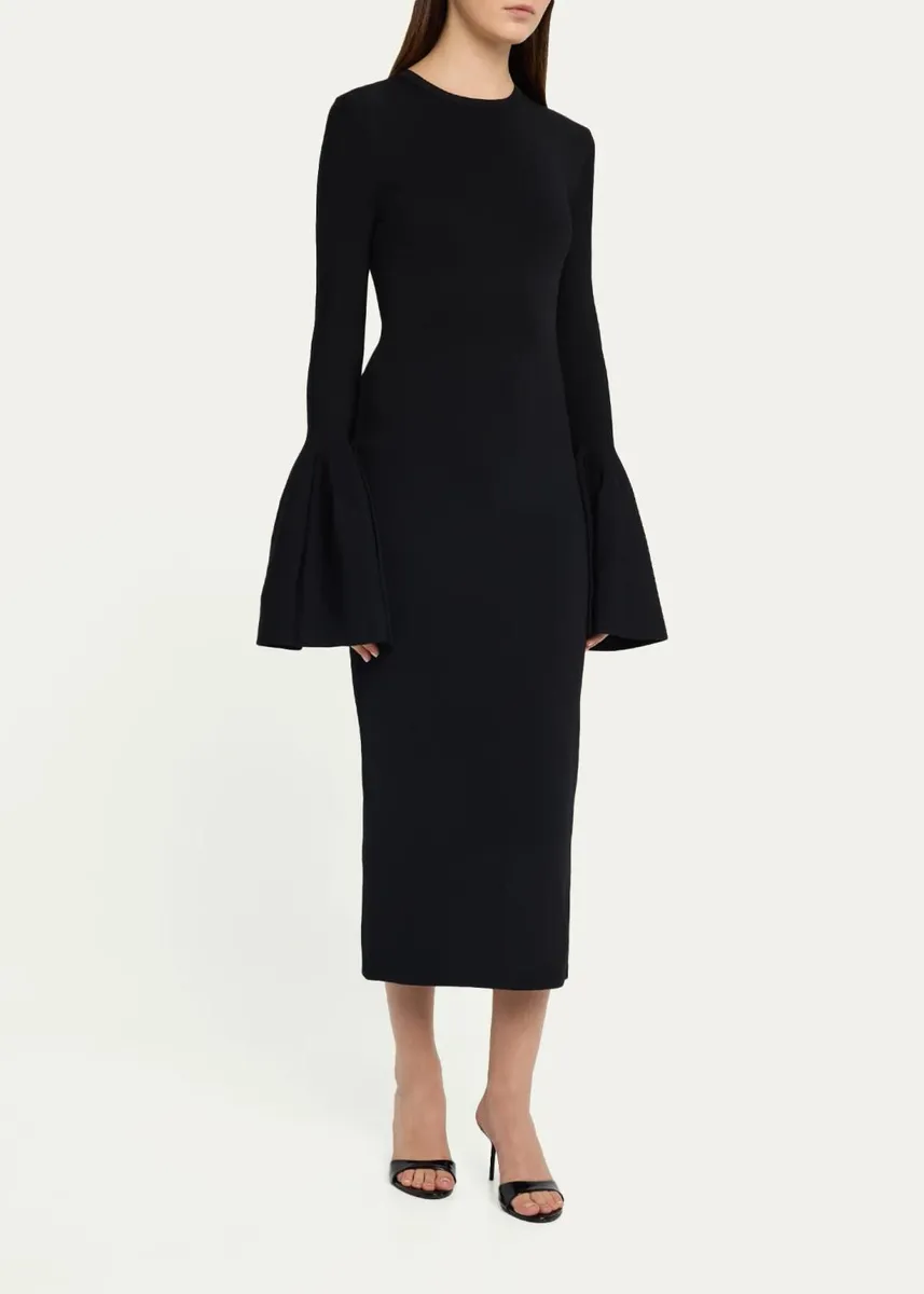 Stella McCartney Compact Knit Bell-Sleeve Midi Dress | Thumbnail 4